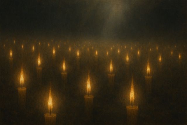 Jesus in Ezra: Where Christ Is in This Book. Many warm candle flames glowing together in gentle darkness.