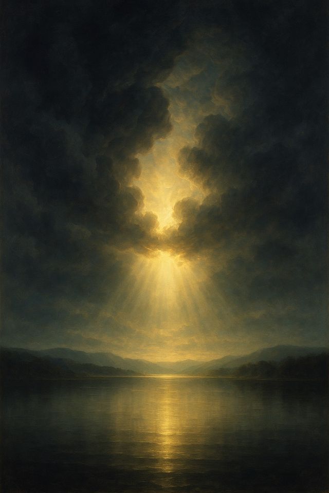 The Son of David, an Everlasting Throne: The Prophecy and Its Fulfillment in Jesus. Storm clouds parting over still water as warm light breaks through.