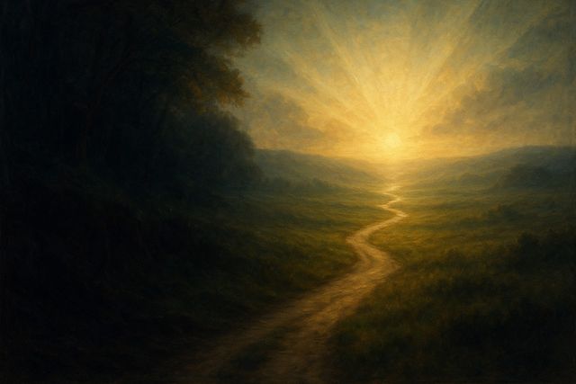 Matthew 19:26, All Things Possible in Context: What It Actually Means. An open path leading out of shadow into a wide, bright dawn.