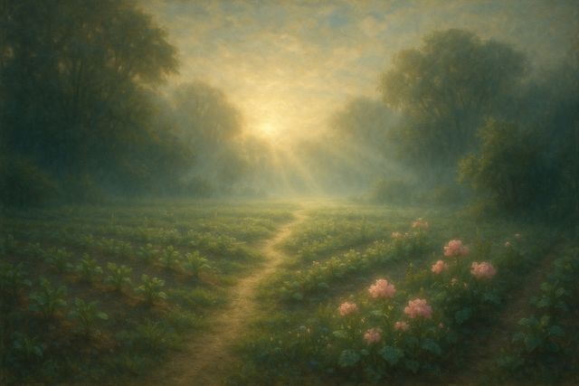 The Feast of Trumpets: The Feast of the Lord, and How It Points to Jesus. A flourishing garden at first light, young plants and soft blossoms with dew.