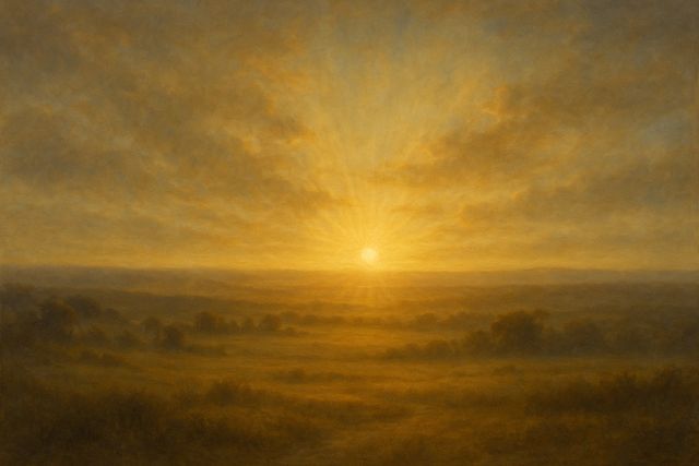 Exodus 3:2: Where It Appears, and Where It Leads to Christ. Soft golden dawn spreading across a quiet landscape at the start of a new day.