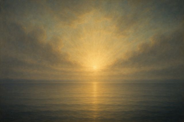 Gospel Parallels: The Same Events in Matthew, Mark, Luke, and John. Dawn light over calm water reaching to a soft horizon.