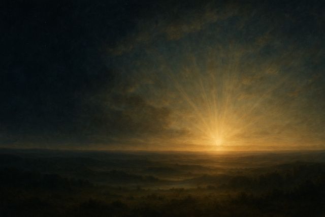 The Abrahamic Covenant: The Promise, the Sign, and Its Fulfillment in Christ. Darkness giving way to the first dawn over a wide horizon.