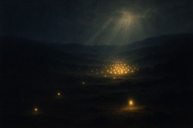Jesus in Acts: Where Christ Is in This Book. Soft points of warm light appearing across a dark landscape at night.