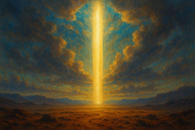 Hebrews 13:5: Where It Appears, and Where It Leads to Christ. A towering luminous column of cloud over a desert plain.
